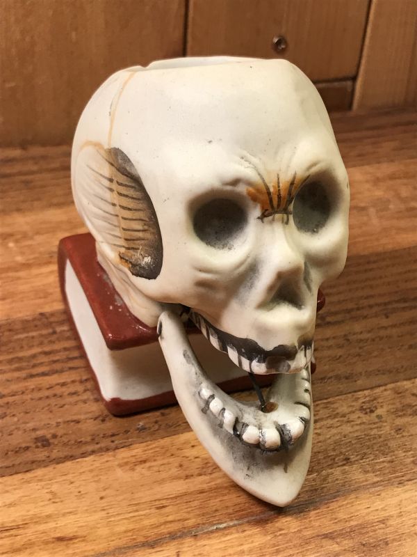 Skull On Book Ceramic Nodder Match Holder スカルオンブック 