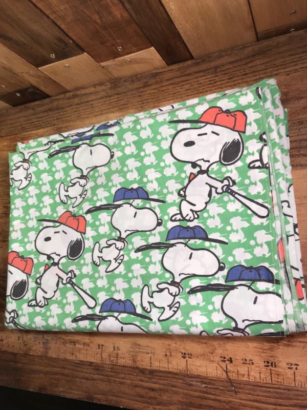 Peanuts Snoopy Baseball Twin Flat Sheet スヌーピー ビンテージ フラットシーツ ツインサイズ 70年代 Stimpy Vintage Collectible Toys スティンピー ビンテージ コレクタブル トイズ