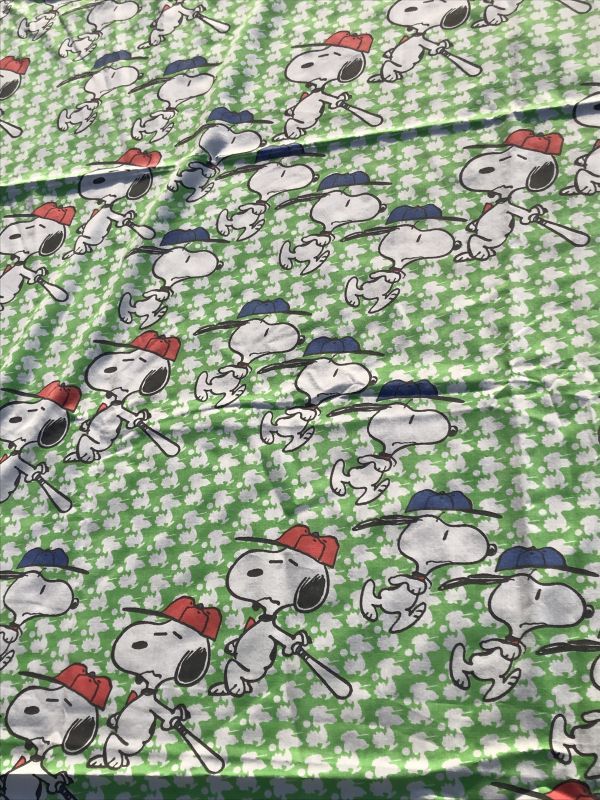 Peanuts Snoopy Baseball Twin Flat Sheet スヌーピー ビンテージ フラットシーツ ツインサイズ 70年代 Stimpy Vintage Collectible Toys スティンピー ビンテージ コレクタブル トイズ