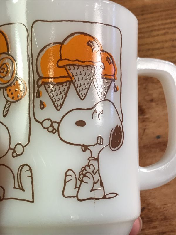 Peanuts Snoopy Sweets Fire King Mug スヌーピー ビンテージ マグカップ ファイヤーキング 60 70年代 Stimpy Vintage Collectible Toys スティンピー ビンテージ コレクタブル トイズ