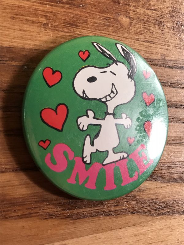 Peanuts Snoopy Smile Tin Hand Mirror スヌーピー ビンテージ 手鏡 70 80年代 Stimpy Vintage Collectible Toys スティンピー ビンテージ コレクタブル トイズ