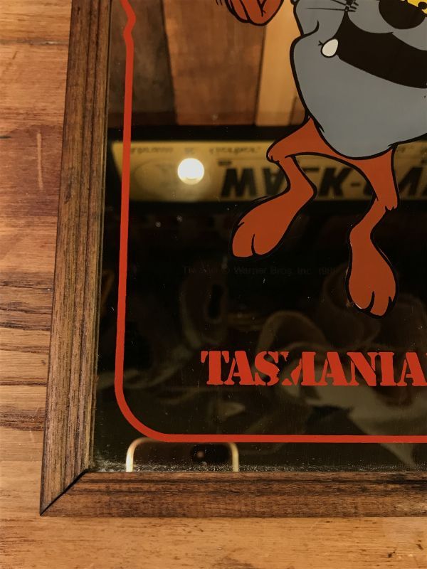 Warner Bros Looney Tunes Tasmanian Devil Pub Mirror タスマニアンデビル ビンテージ パブミラー ルーニーテューンズ 80年代 Stimpy Vintage Collectible Toys スティンピー ビンテージ コレクタブル トイズ