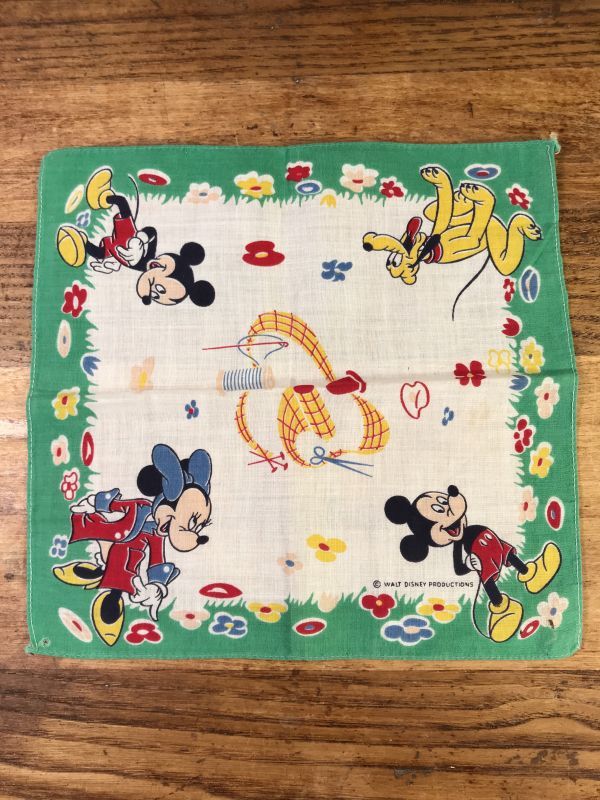 Disney Character Cotton Kids Handkerchief ディズニー ビンテージ