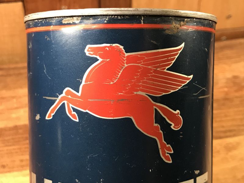 Mobil Lubrite Motor Oil Tin Can モービル ビンテージ オイル缶