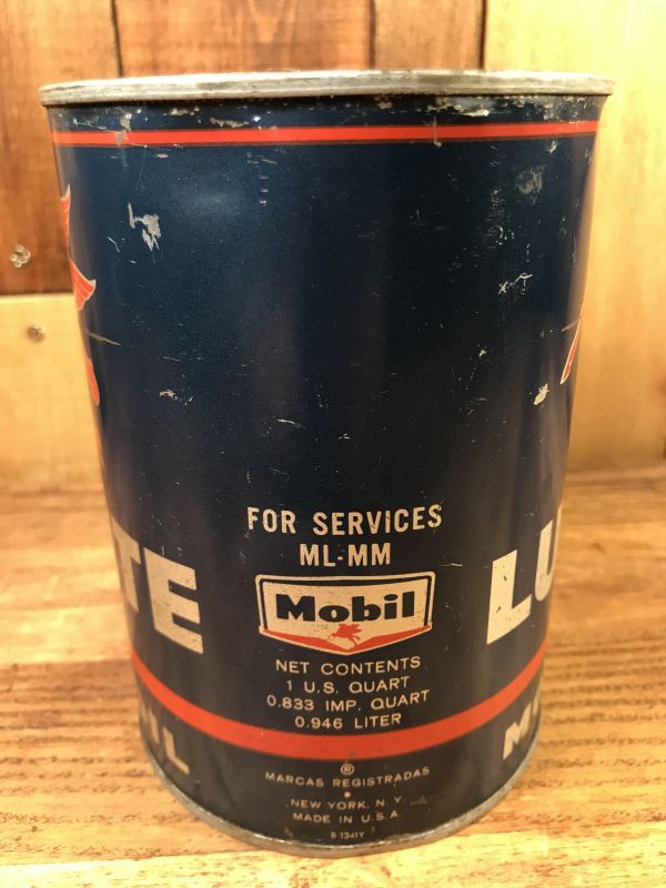 Mobil Lubrite Motor Oil Tin Can モービル ビンテージ オイル缶