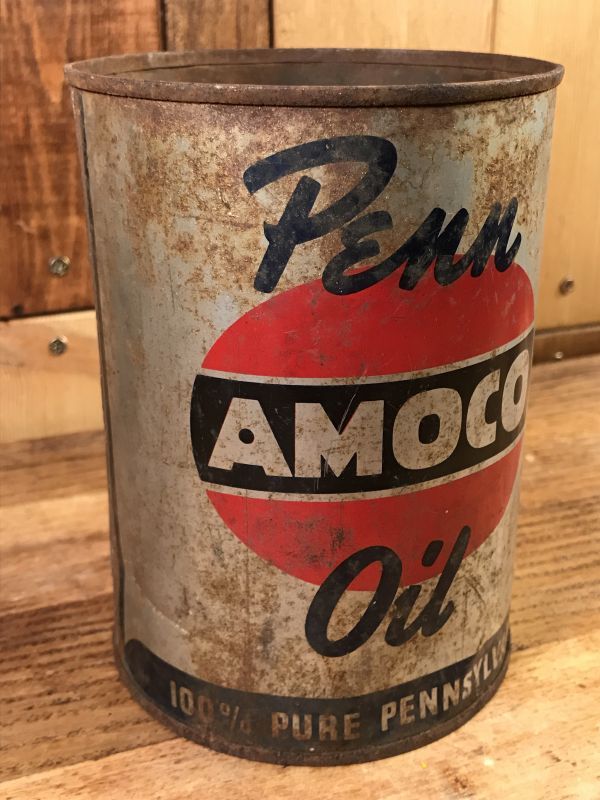 Penn Amoco Oil Tin Can アモコ ビンテージ オイル缶 ブリキ缶 50年代