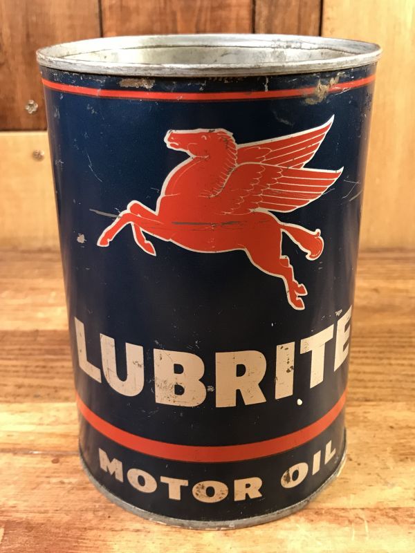 Mobil Lubrite Motor Oil Tin Can モービル ビンテージ オイル缶