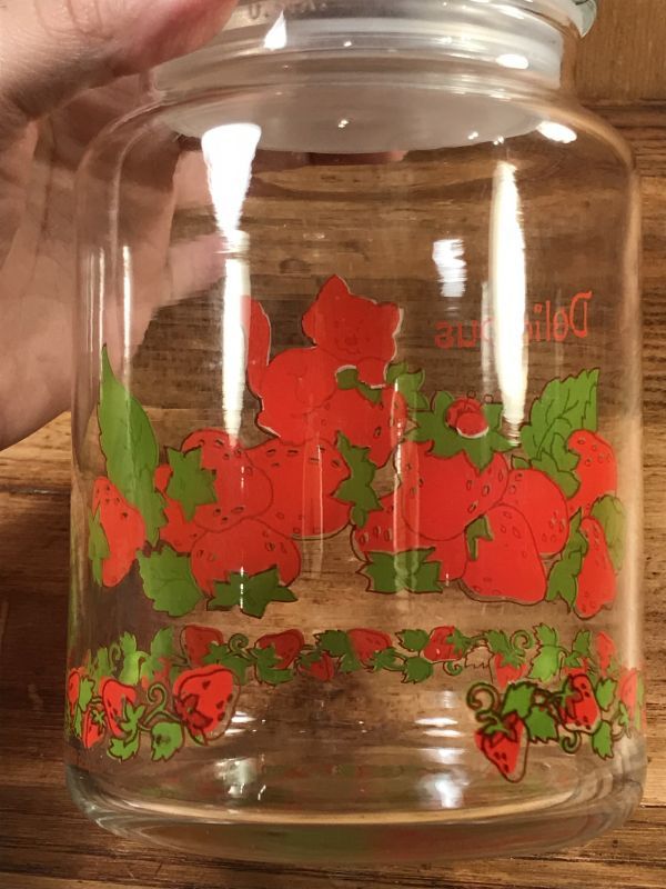 Strawberry Shortcake Medium Glass Canister　ストロベリーショートケーキ　ビンテージ　キャニスター　 キャンディポット　80年代