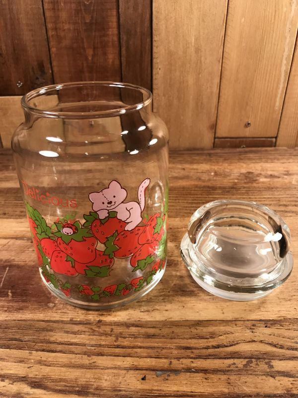 Strawberry Shortcake Medium Glass Canister　ストロベリーショートケーキ　ビンテージ　キャニスター　 キャンディポット　80年代