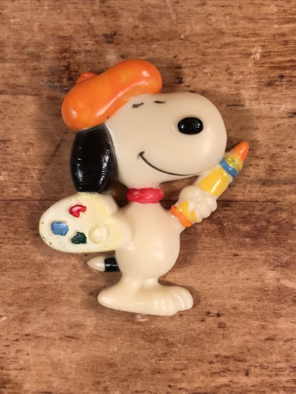 Peanuts Snoopy Painter Magnet スヌーピー ビンテージ マグネット 画家 70 80年代 Stimpy Vintage Collectible Toys スティンピー ビンテージ コレクタブル トイズ
