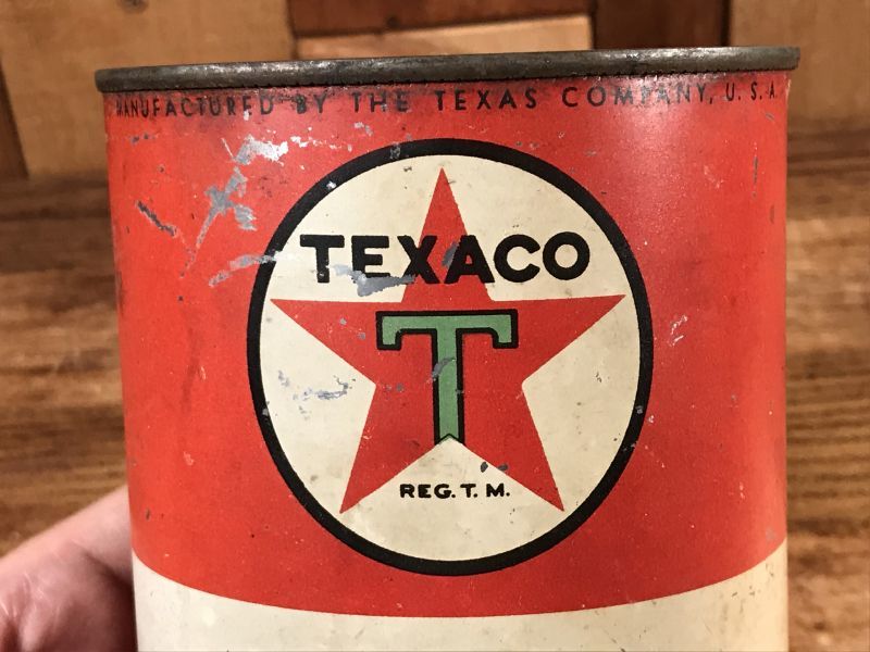 Texaco Motor Oil Tin Can テキサコ ビンテージ ブリキ缶
