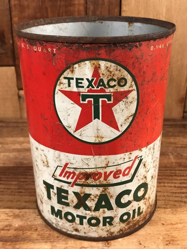 Improved “Texaco” Motor Oil Tin Can テキサコ ビンテージ ブリキ缶 
