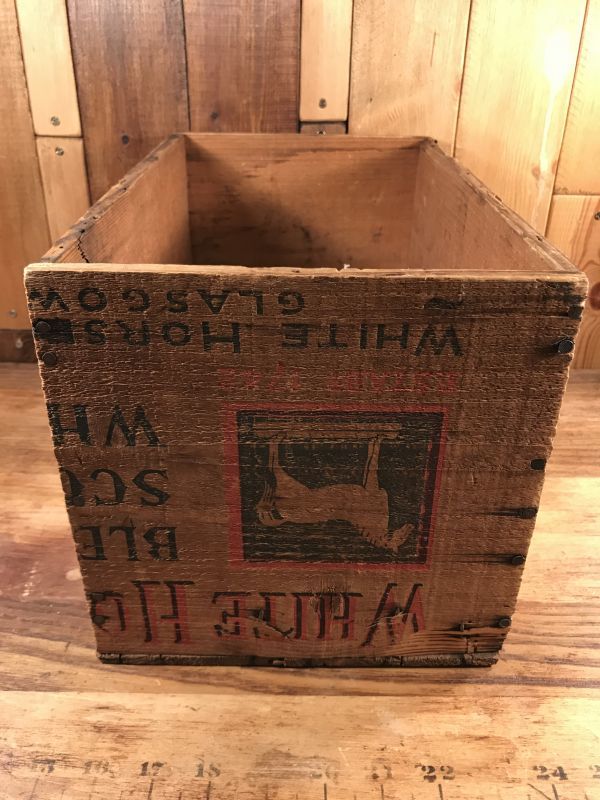 Borden’s ミルク 木箱 ウッドボックス レトロ ビンテージ　① White Horse Celler Blended Scotch Whisky Wood Box スコッチ