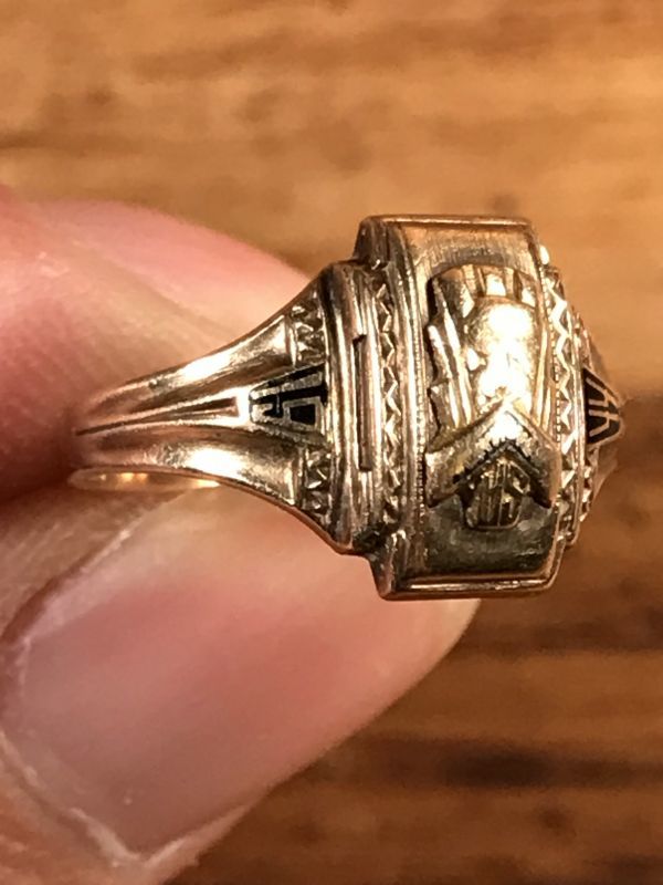 1944 Josten 10K Gold Class Ring ジャスティン ビンテージ カレッジ