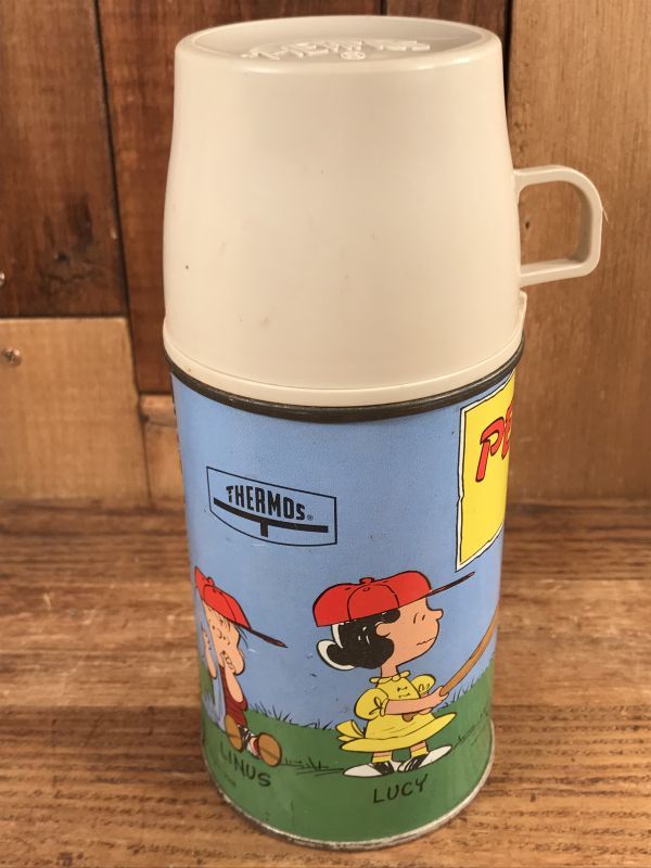 Thermos Peanuts Snoopy Metal Lunch Box Thermo Bottle Set スヌーピー ビンテージ ランチボックス 水筒セット 60年代 Stimpy Vintage Collectible Toys スティンピー ビンテージ コレクタブル トイズ