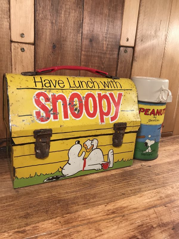 Thermos Peanuts Snoopy Metal Lunch Box & Thermo Bottle Set 