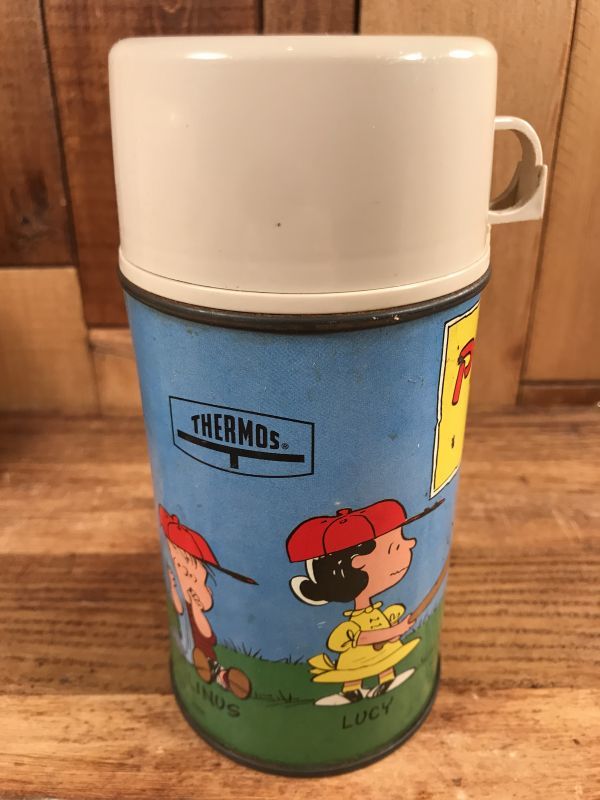 Thermos Peanuts Snoopy Metal Lunch Box Thermo Bottle Set スヌーピー ビンテージ ランチボックス 水筒セット 60年代 Stimpy Vintage Collectible Toys スティンピー ビンテージ コレクタブル トイズ