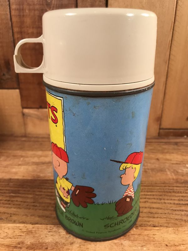 Thermos Peanuts Snoopy Metal Lunch Box Thermo Bottle Set スヌーピー ビンテージ ランチボックス 水筒セット 60年代 Stimpy Vintage Collectible Toys スティンピー ビンテージ コレクタブル トイズ