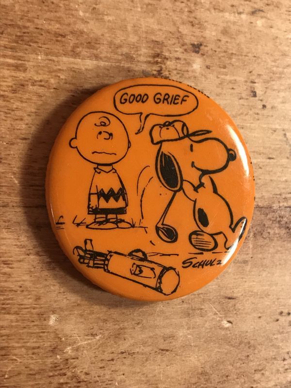 Peanuts Snoopy & Charlie Brown “Good Grief” Pinback スヌーピー 