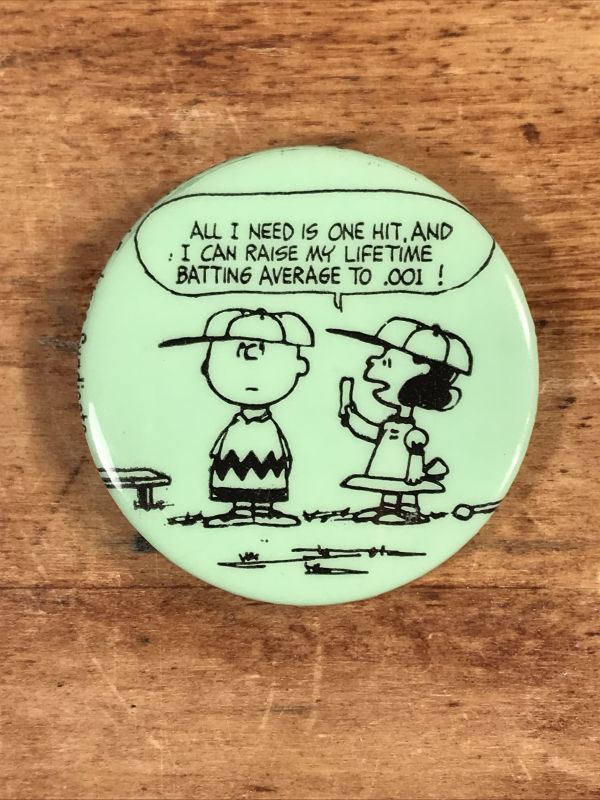 Peanuts Charlie Brown Lucy All I Need Is Pinback チャーリーブラウン ルーシー ビンテージ 缶バッジ スヌーピー 70年代 Stimpy Vintage Collectible Toys スティンピー ビンテージ コレクタブル トイズ