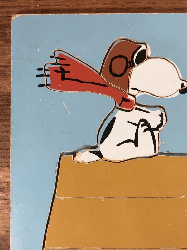 Playskool Peanuts Snoopy Red Baron Wooden Puzzle スヌーピー ビンテージ パズル レッドバロン 70年代 Stimpy Vintage Collectible Toys スティンピー ビンテージ コレクタブル トイズ