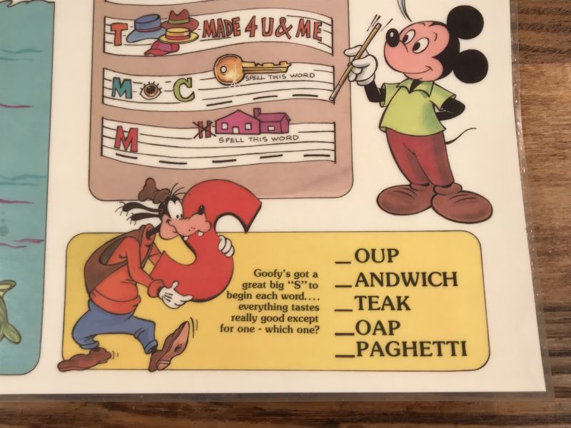 Disney Mickey Minnie Mouse Vinyl Placemat ミッキー ミニーマウス ビンテージ ランチョンマット プレースマット 70 80年代 Stimpy Vintage Collectible Toys スティンピー ビンテージ コレクタブル トイズ