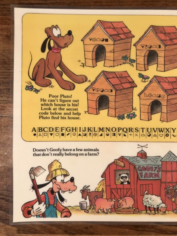 Disney Mickey Mouse Pluto Vinyl Placemat ミッキーマウス ビンテージ ランチョンマット プレースマット 70 80年代 Stimpy Vintage Collectible Toys スティンピー ビンテージ コレクタブル トイズ