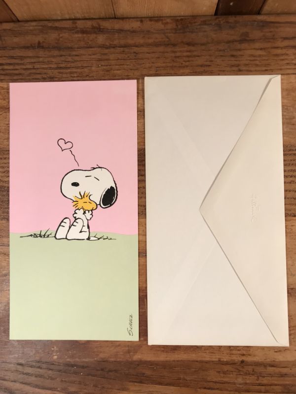 Hallmark Snoopy Woodstock Hug Greeting Card スヌーピー ウッドストック ビンテージ グリーティングカード 70 80年代 Stimpy Vintage Collectible Toys スティンピー ビンテージ コレクタブル トイズ