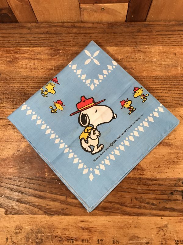 Peanuts Snoopy Woodstock Cotton Bandana スヌーピー ビンテージ バンダナ ハンカチ 80年代 Stimpy Vintage Collectible Toys スティンピー ビンテージ コレクタブル トイズ