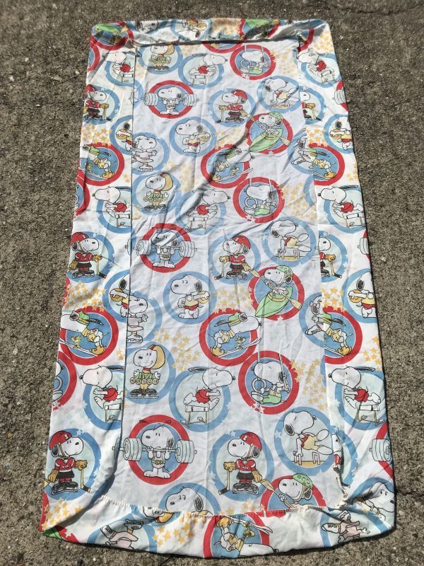 Snoopy Peanuts Sports Twin Fitted Sheet スヌーピー ビンテージ ボックスシーツ 80年代 Stimpy Vintage Collectible Toys スティンピー ビンテージ コレクタブル トイズ