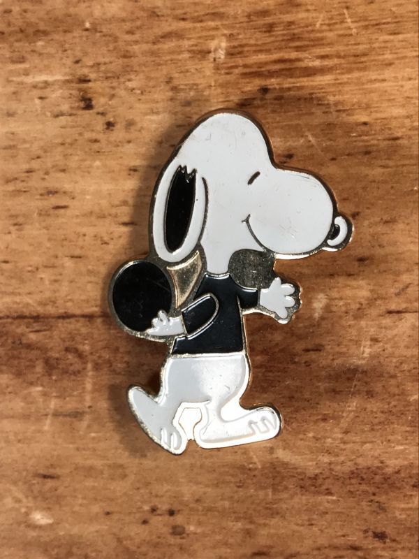 Snoopy Bowling Metal Pinback スヌーピー ビンテージ ピンバッジ ピンバッチ 70 80年代 Stimpy Vintage Collectible Toys スティンピー ビンテージ コレクタブル トイズ