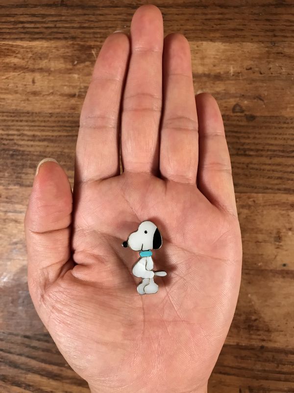 INDIAN JEWELRY LEATHER ARTS&CRAFTS Tah'bah TRADERS / Zuni Vintage Channel  Inlay Pink Snoopy Silver Ring c.1960～
