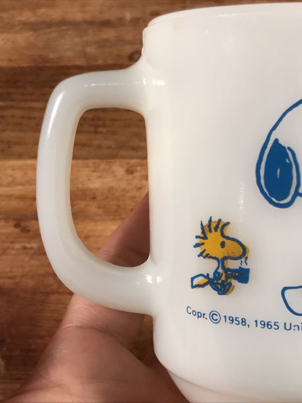Peanuts Snoopy Coffee Break Fire King Mug スヌーピー ビンテージ マグカップ ファイヤーキング ウッドストック 70 80年代 Stimpy Vintage Collectible Toys スティンピー ビンテージ コレクタブル トイズ