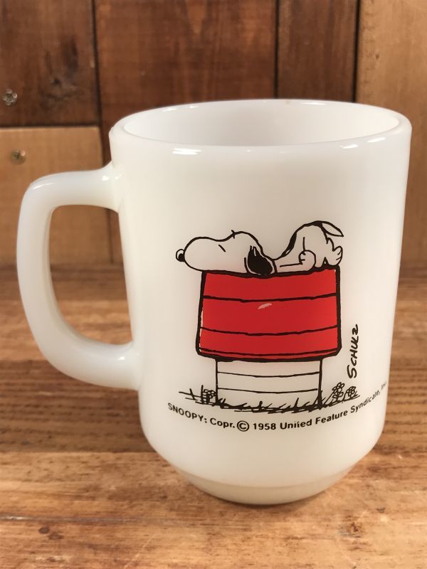 Peanuts Snoopy Morning Allergic Fire King Mug スヌーピー ビンテージ マグカップ ファイヤーキング ウッドストック 60 70年代 Stimpy Vintage Collectible Toys スティンピー ビンテージ コレクタブル トイズ