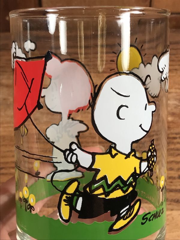 Peanuts Snoopy Charlie Brown Kite Glass スヌーピー ビンテージ グラス チャーリーブラウン 70 80年代 Stimpy Vintage Collectible Toys スティンピー ビンテージ コレクタブル トイズ