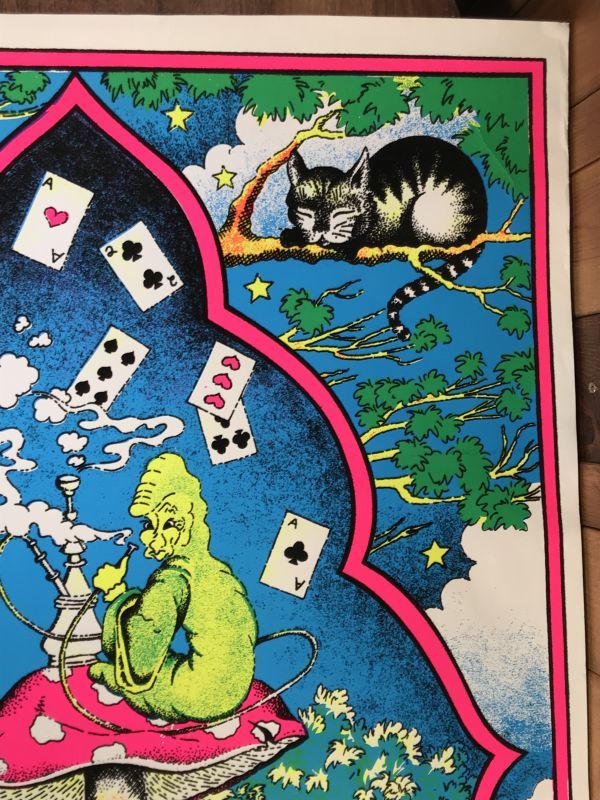 Alice In Wonderland Velvet Blacklight Poster アリスインワンダーランド ビンテージ ブラックライトポスター  ベルベットプリント 60〜70年代 - STIMPY(Vintage Collectible Toys）スティンピー(ビンテージ コレクタブル トイズ）