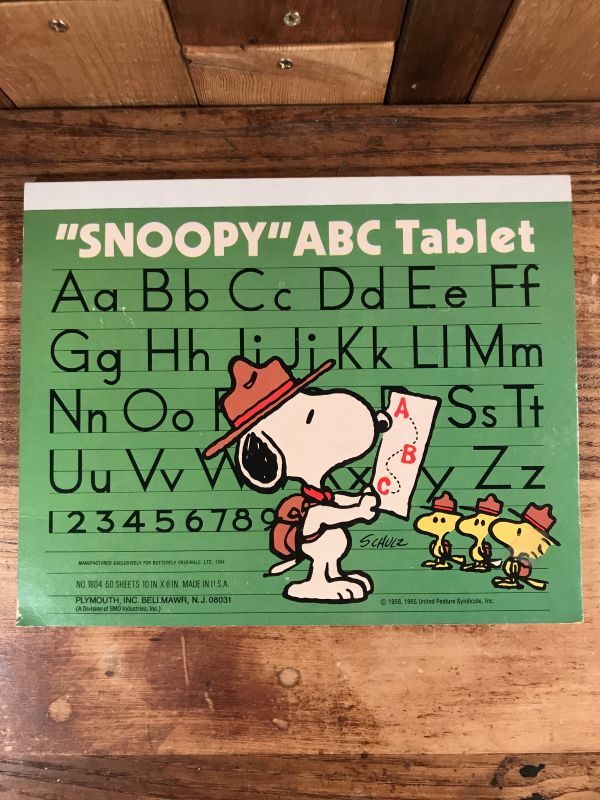 Plymouth Peanuts Snoopy Abc Tablet スヌーピー ビンテージ ノート帳 ウッドストック 70 80年代 Stimpy Vintage Collectible Toys スティンピー ビンテージ コレクタブル トイズ