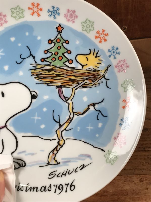 Schmid Peanuts Snoopy 1976 Christmas Plate スヌーピー ビンテージ クリスマスプレート お皿 70年代 Stimpy Vintage Collectible Toys スティンピー ビンテージ コレクタブル トイズ