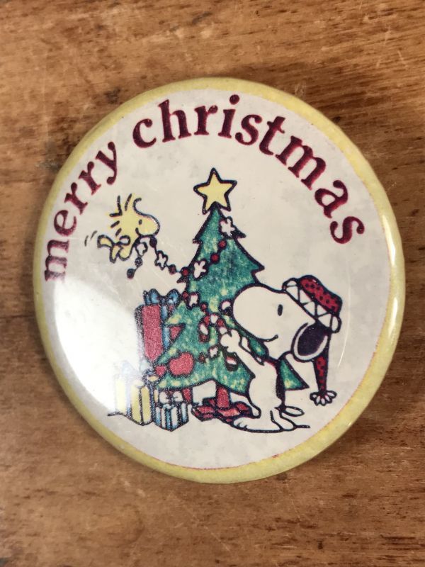 Peanuts Snoopy Woodstock Merry Christmas Pinback スヌーピー ビンテージ 缶バッジ クリスマス 80年代 Animation Character アニメーション系キャラクター Snoopy Peanuts スヌーピー ピーナッツ 系 Stimpy Vintage Collectible Toys スティンピー ビンテージ
