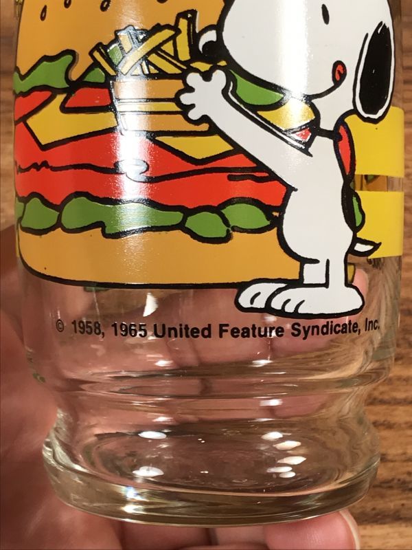 Peanuts Snoopy Hamburger Hotdog Glass スヌーピー ビンテージ グラスコップ 70 80年代 Animation Character アニメーション系キャラクター Snoopy Peanuts スヌーピー ピーナッツ 系 Stimpy Vintage Collectible Toys スティンピー ビンテージ コレクタブル