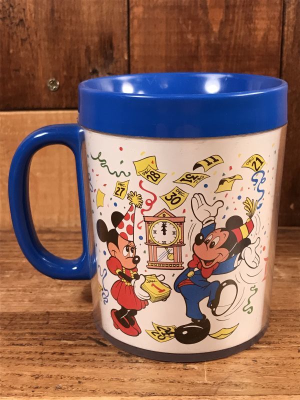 Happy New Year Disneyland Thermo Mug ディズニーランド ビンテージ プラスチックマグ ミッキー ミニー 80年代 Animation Character アニメーション系キャラクター Disney ディズニー 系 Stimpy Vintage Collectible Toys スティンピー ビンテージ コレクタブル