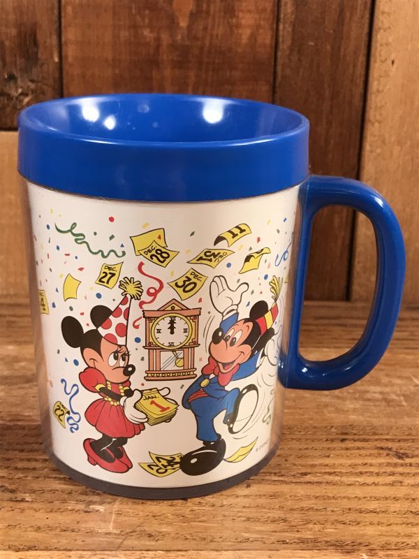 Happy New Year Disneyland Thermo Mug ディズニーランド ビンテージ プラスチックマグ ミッキー ミニー 80年代 Animation Character アニメーション系キャラクター Disney ディズニー 系 Stimpy Vintage Collectible Toys スティンピー ビンテージ コレクタブル