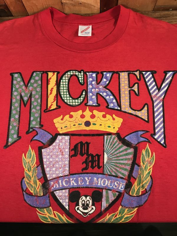 90年代 MIicky&co MICKEY MOUSE ミッキーマウス キャラクター刺繍Tシャツ USA製 メンズL ヴィンテージ /eaa266532