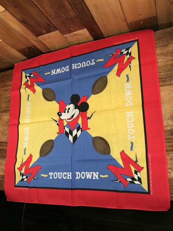 Disney Mickey Mouse Touch Down Bandana ミッキーマウス ビンテージ バンダナ ディズニー 80年代 Animation Character アニメーション系キャラクター Disney ディズニー 系 Stimpy Vintage Collectible Toys スティンピー ビンテージ コレクタブル トイズ