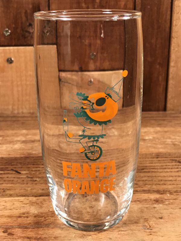 Fanta Orange Unicycle Glass ファンタオレンジ ビンテージ グラス ガラスコップ 60年代 Advertising Character 企業系キャラクター Drink 飲料 系 Stimpy Vintage Collectible Toys スティンピー ビンテージ コレクタブル トイズ