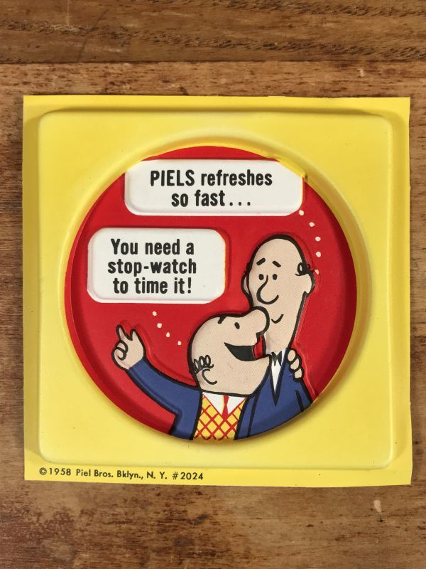 Piels Beer Bert Harry Plastic Coaster ピールズビール ビンテージ コースター バート ハリー アドバタイジングキャラクター 70年代 Advertising Character 企業系キャラクター Drink 飲料 系 Stimpy Vintage Collectible Toys スティンピー ビンテージ