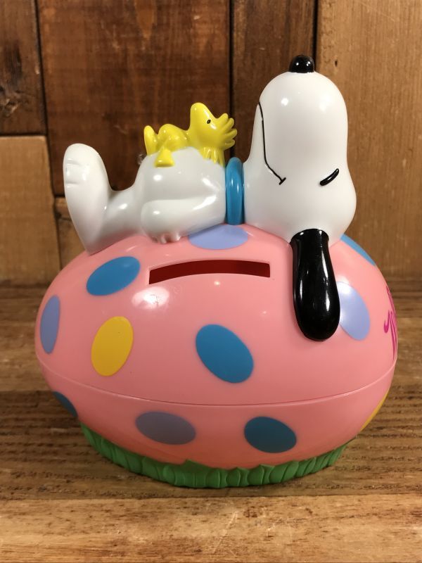 スヌーピーウッドストック 貯金箱 プラスチック製 Snoopy バンク キャラクタードール