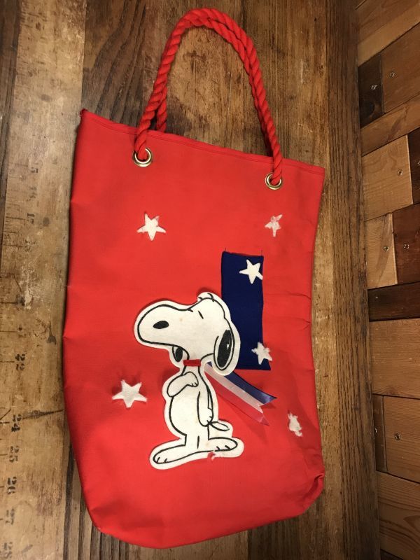 Peanuts Snoopy Tote Bag スヌーピー ビンテージ 手提げかばん トートバッグ 70年代 Animation Character アニメーション系キャラクター Snoopy Peanuts スヌーピー ピーナッツ 系 Stimpy Vintage Collectible Toys スティンピー ビンテージ コレクタブル トイズ