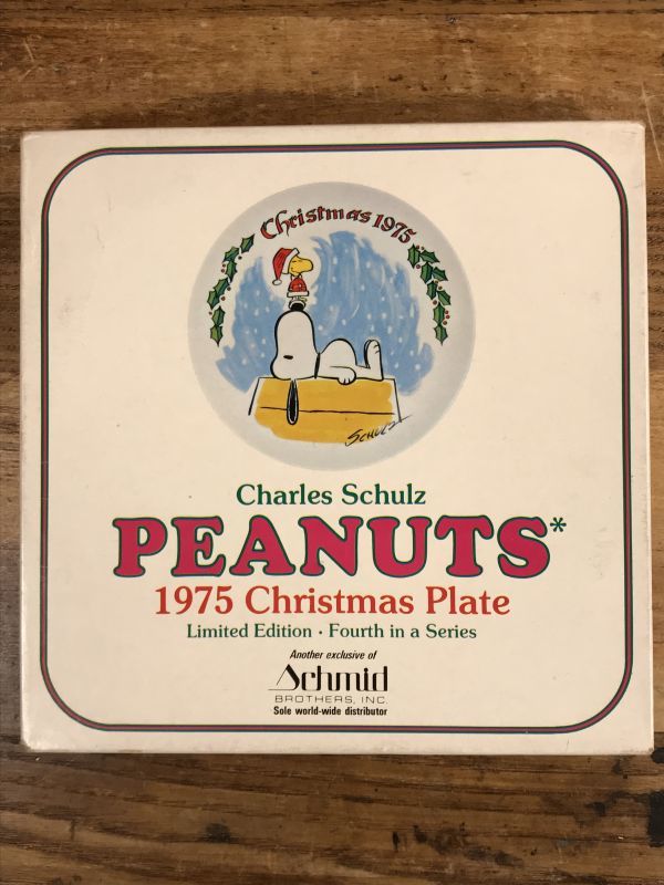 Schmid Peanuts Snoopy 1975 Christmas Plate スヌーピー ビンテージ 