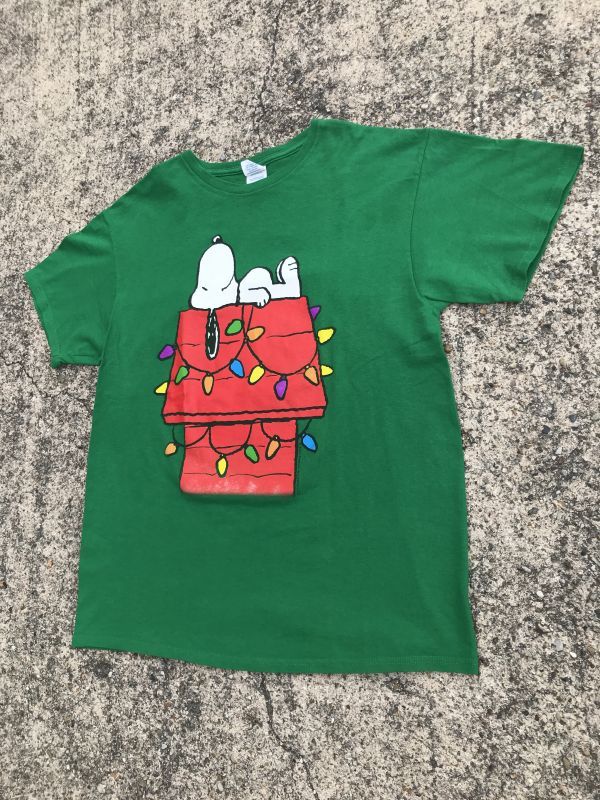 Peanuts Snoopy Christmas Light T-Shirt スヌーピー ビンテージ Tシャツ 古着 2000年代